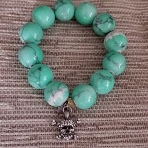 Bracelet,Skull & Crossbones,Turquoise Large Beads